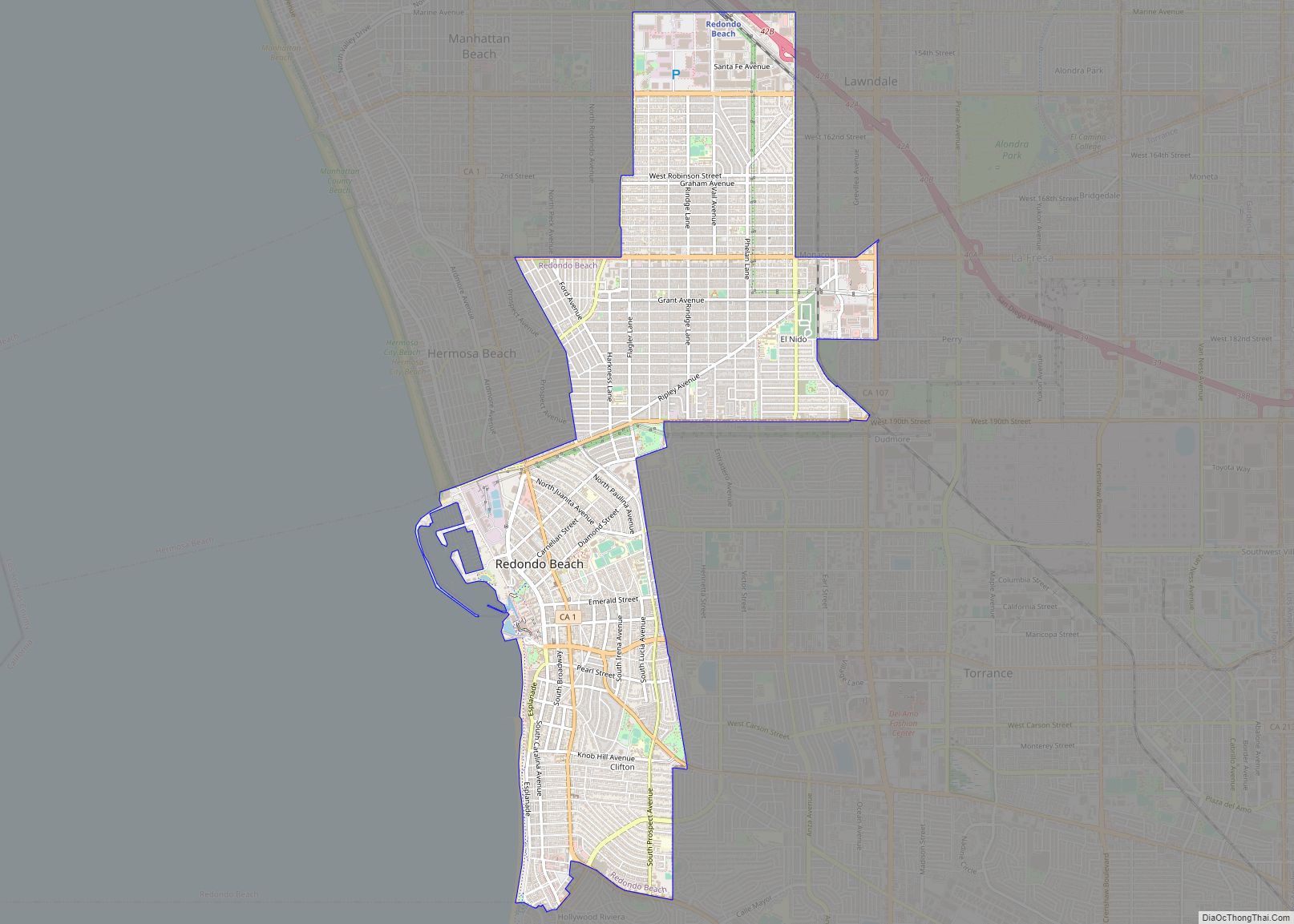 Map of Redondo Beach city