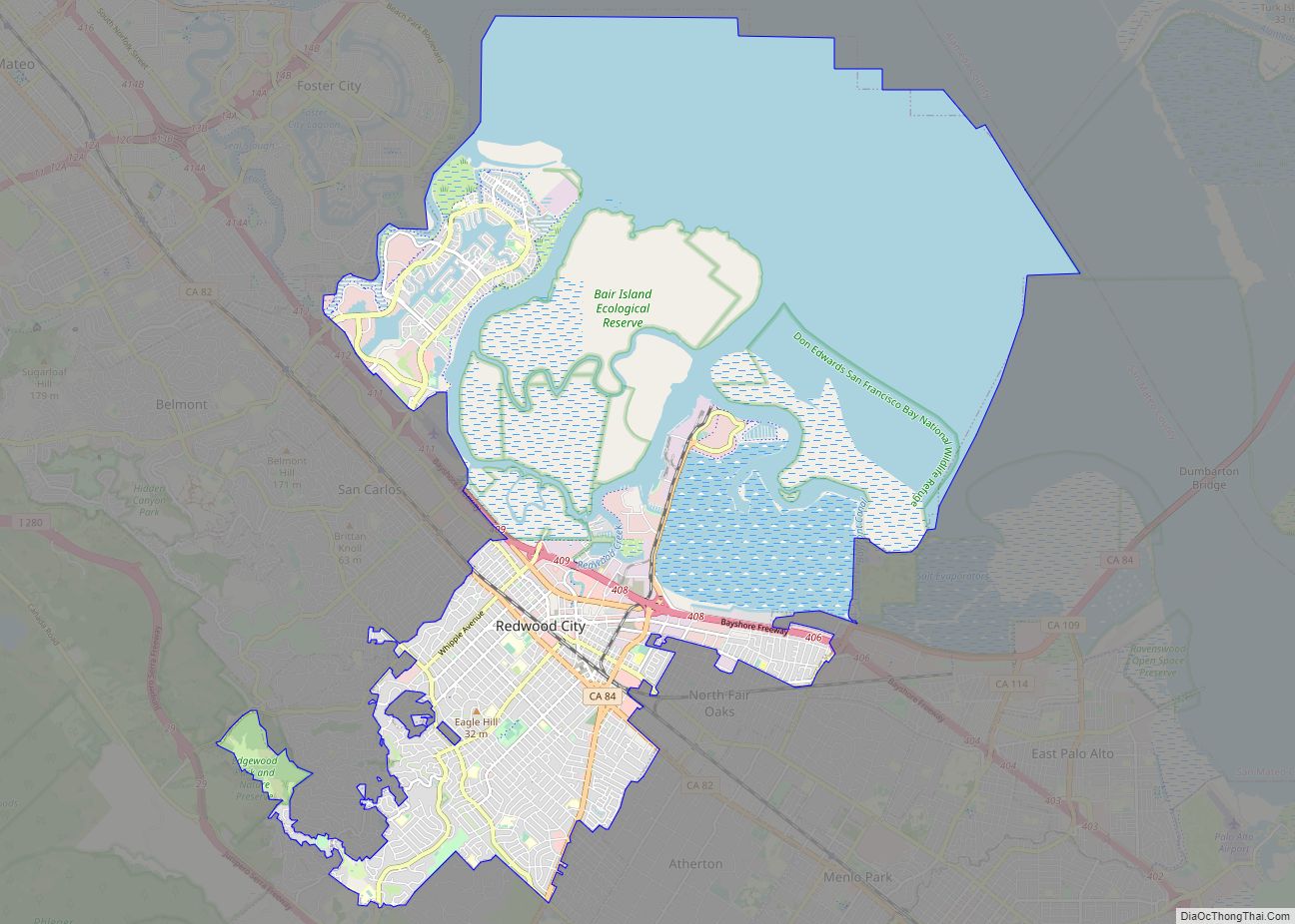 Map of Redwood City city