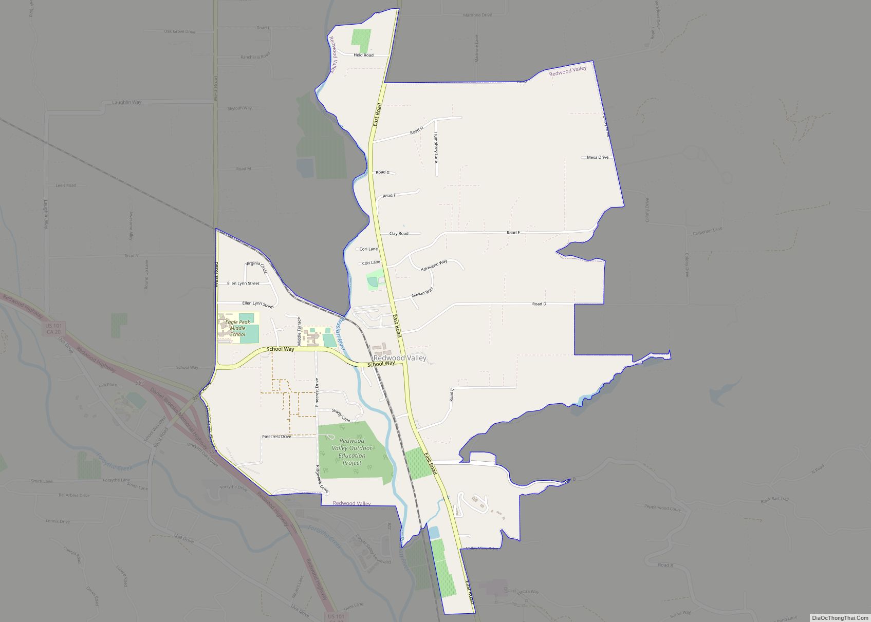 Map of Redwood Valley CDP