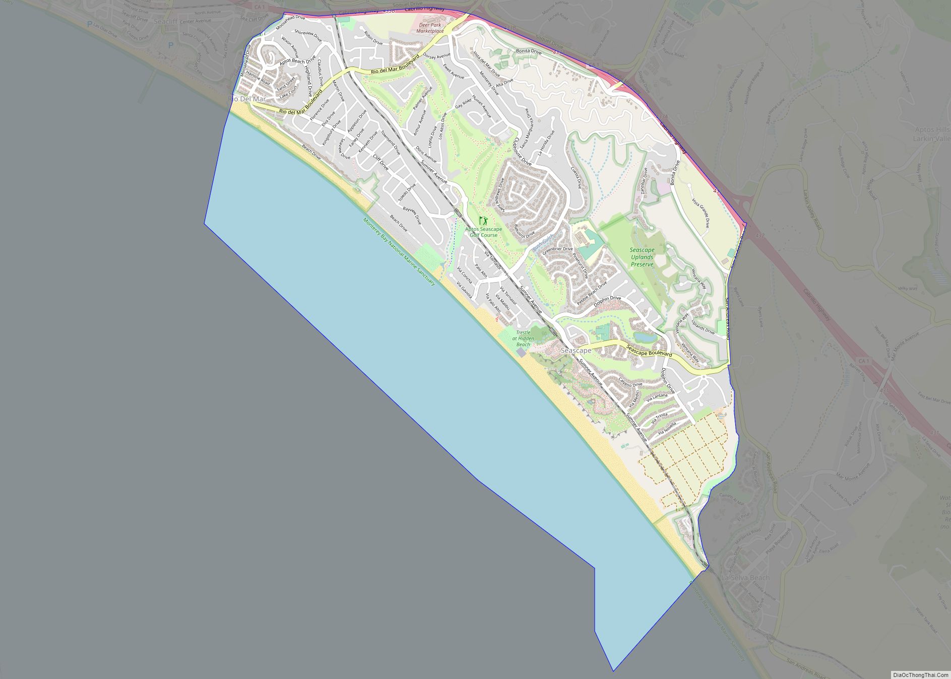 Map of Rio del Mar CDP
