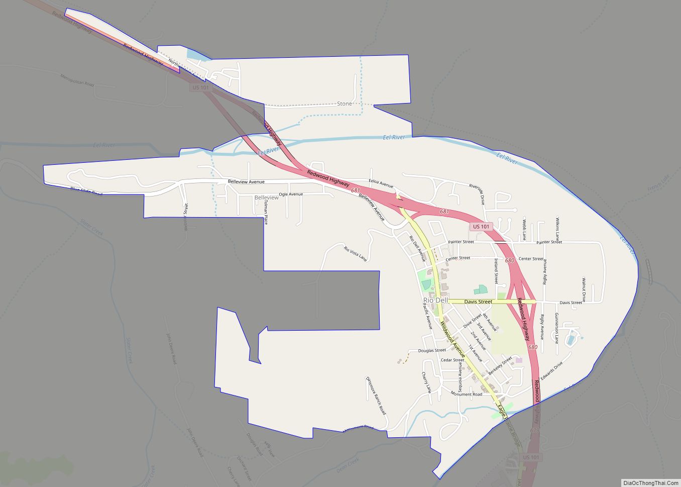 Map of Rio Dell city