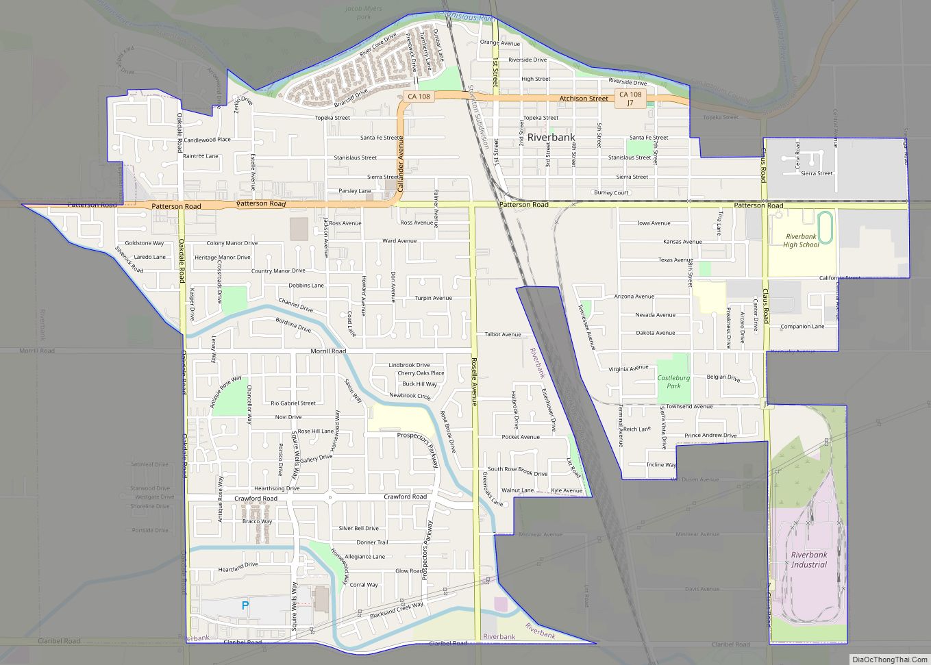 Map of Riverbank city
