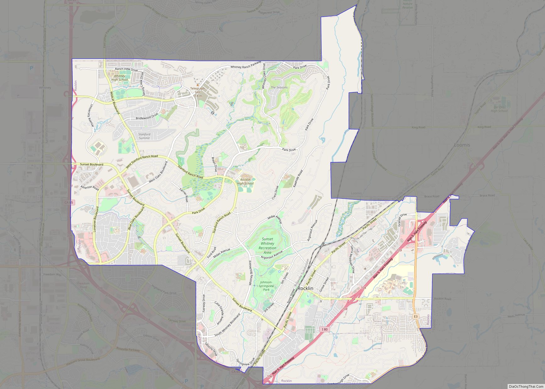 Map of Rocklin city
