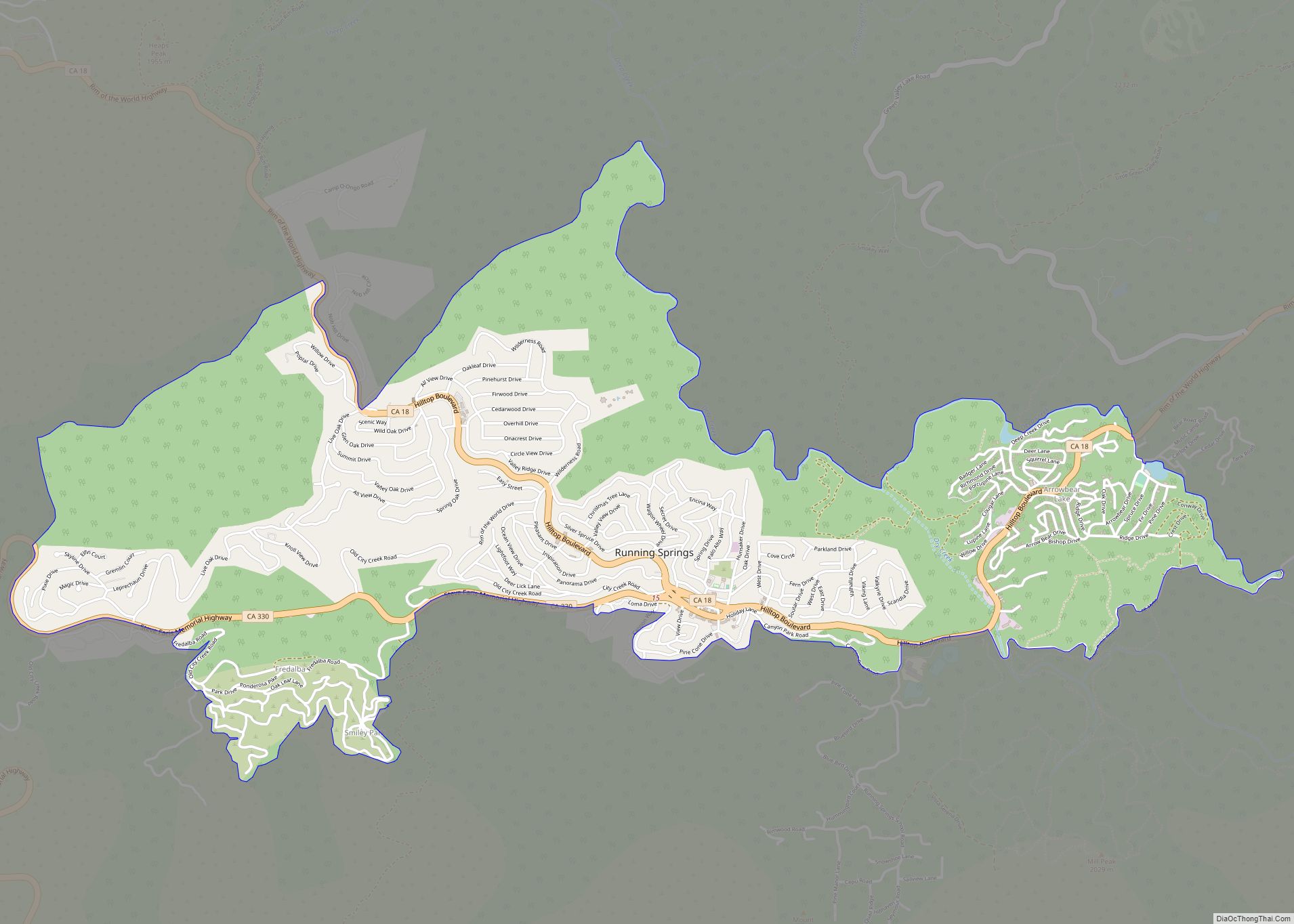 Map of Running Springs CDP