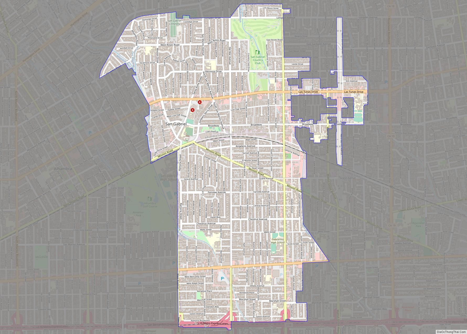 Map of San Gabriel city