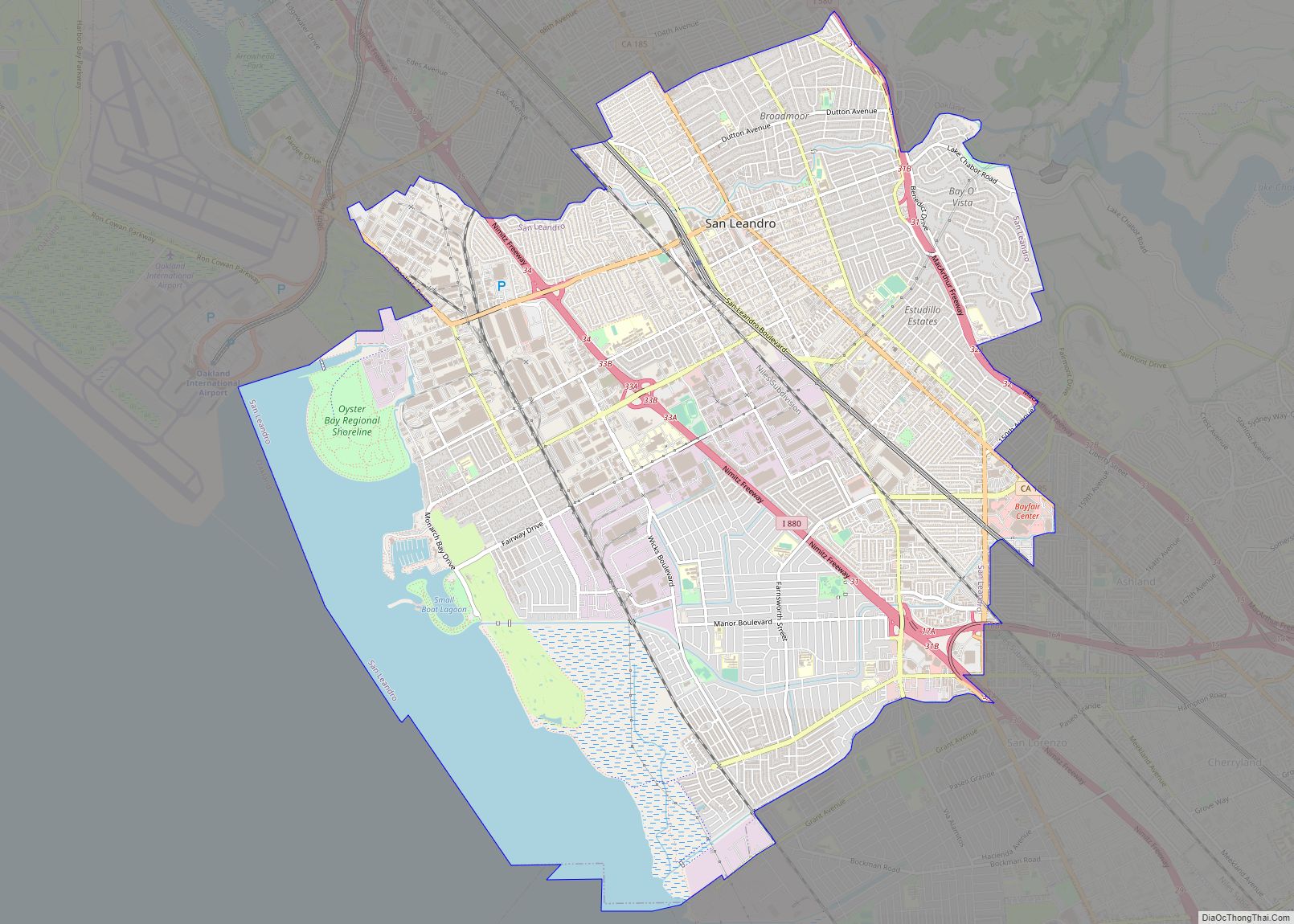 Map of San Leandro city
