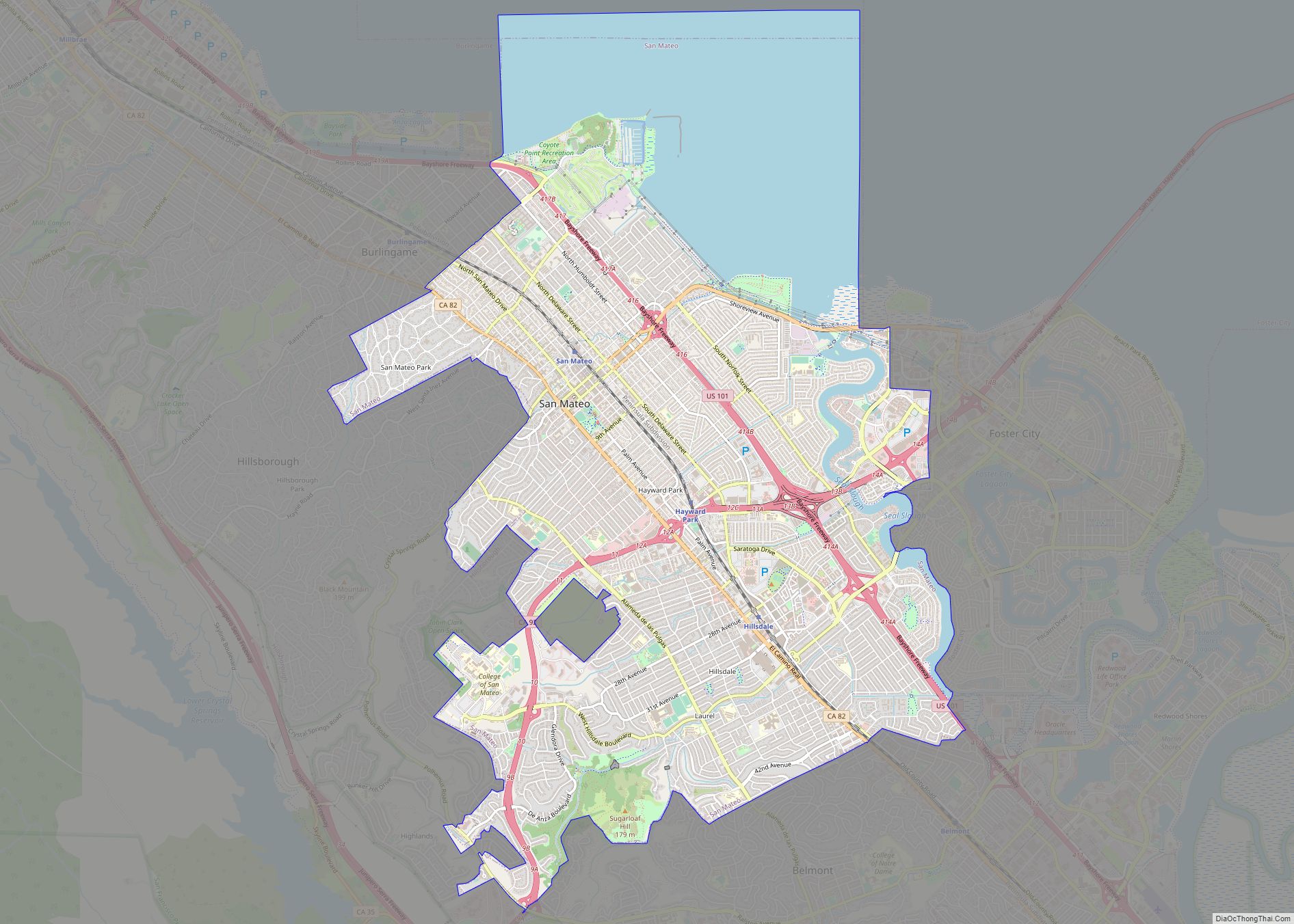Map of San Mateo city