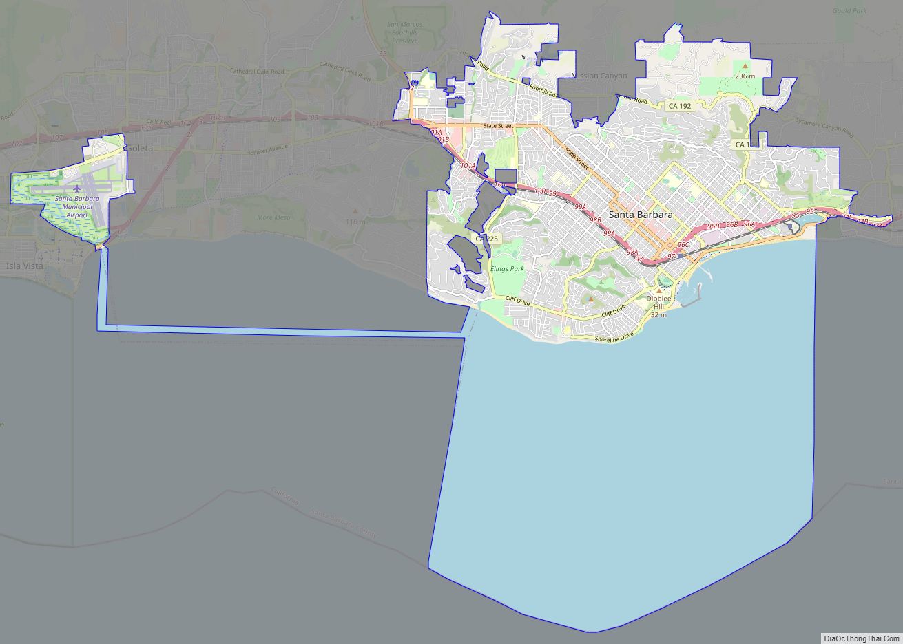 Map of Santa Barbara city