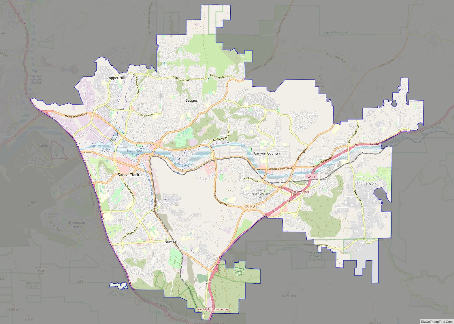 Map of Santa Clarita city