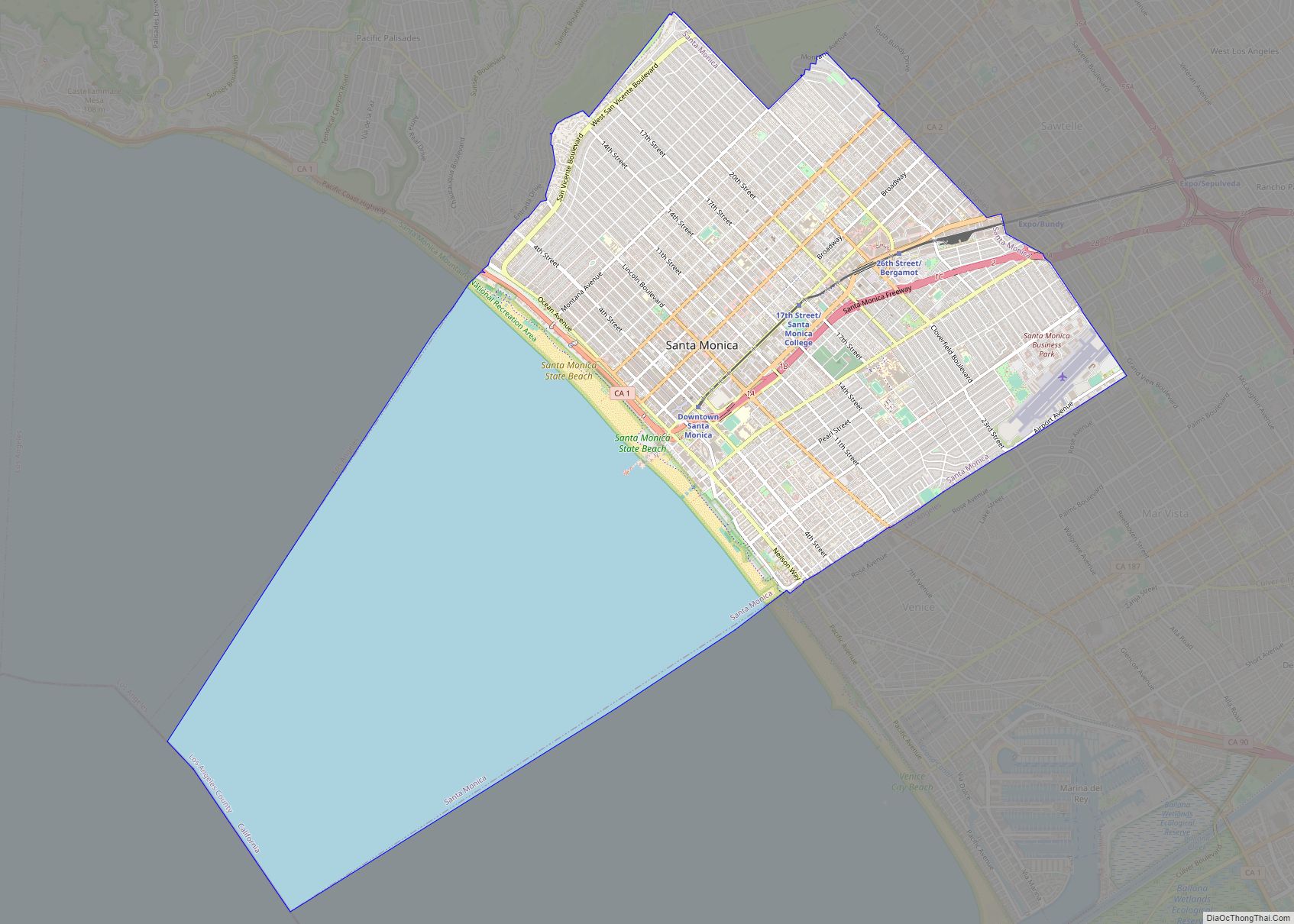 Map of Santa Monica city