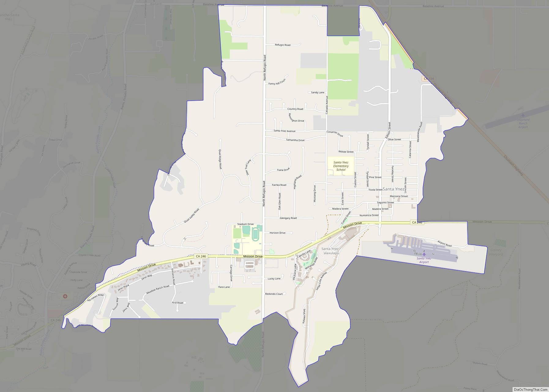 Map of Santa Ynez CDP - Thong Thai Real