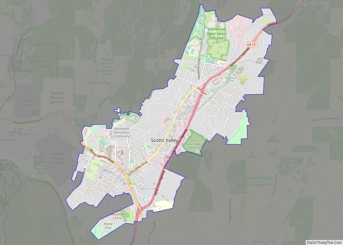 Map of Scotts Valley city