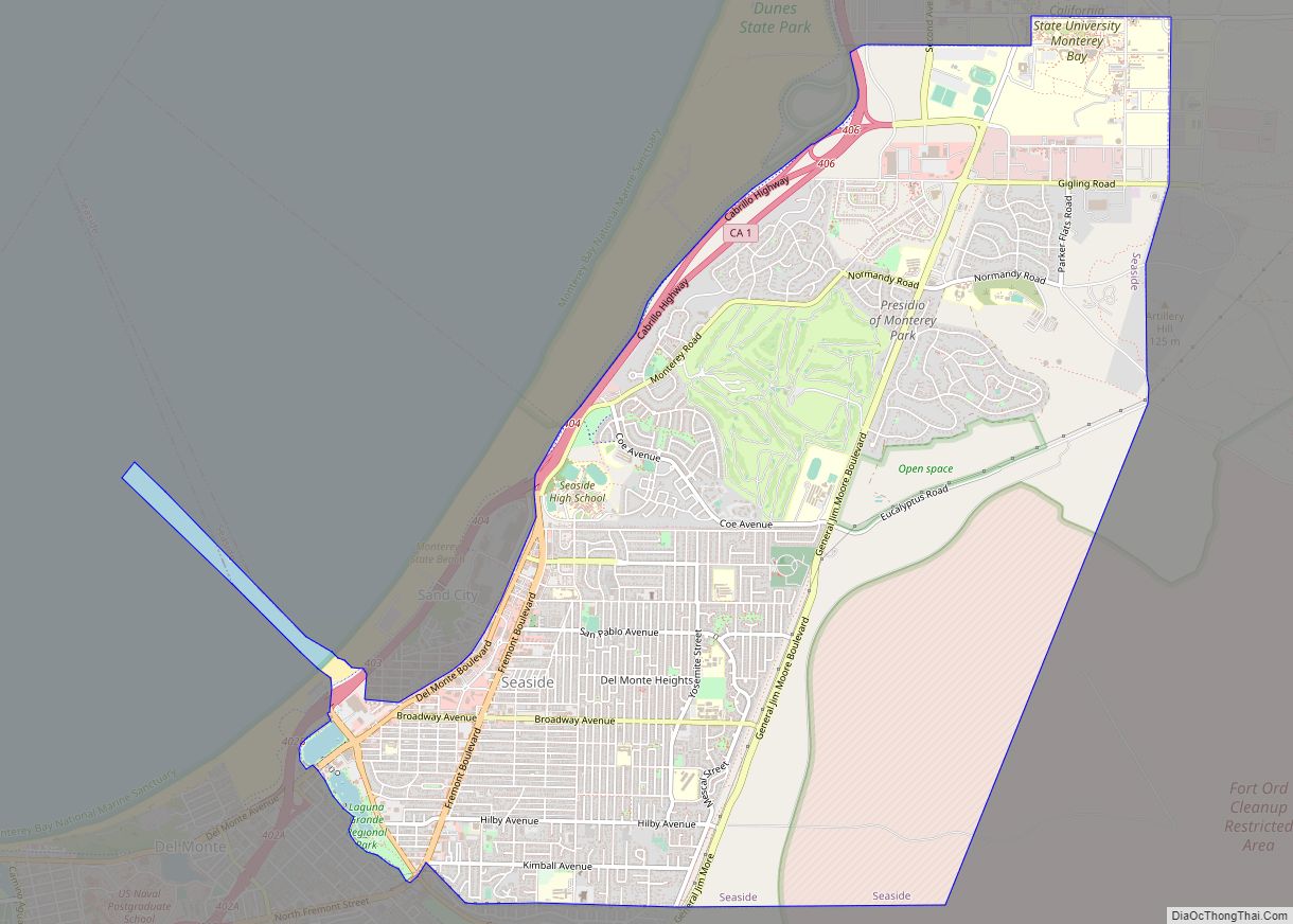 Map of Seaside city