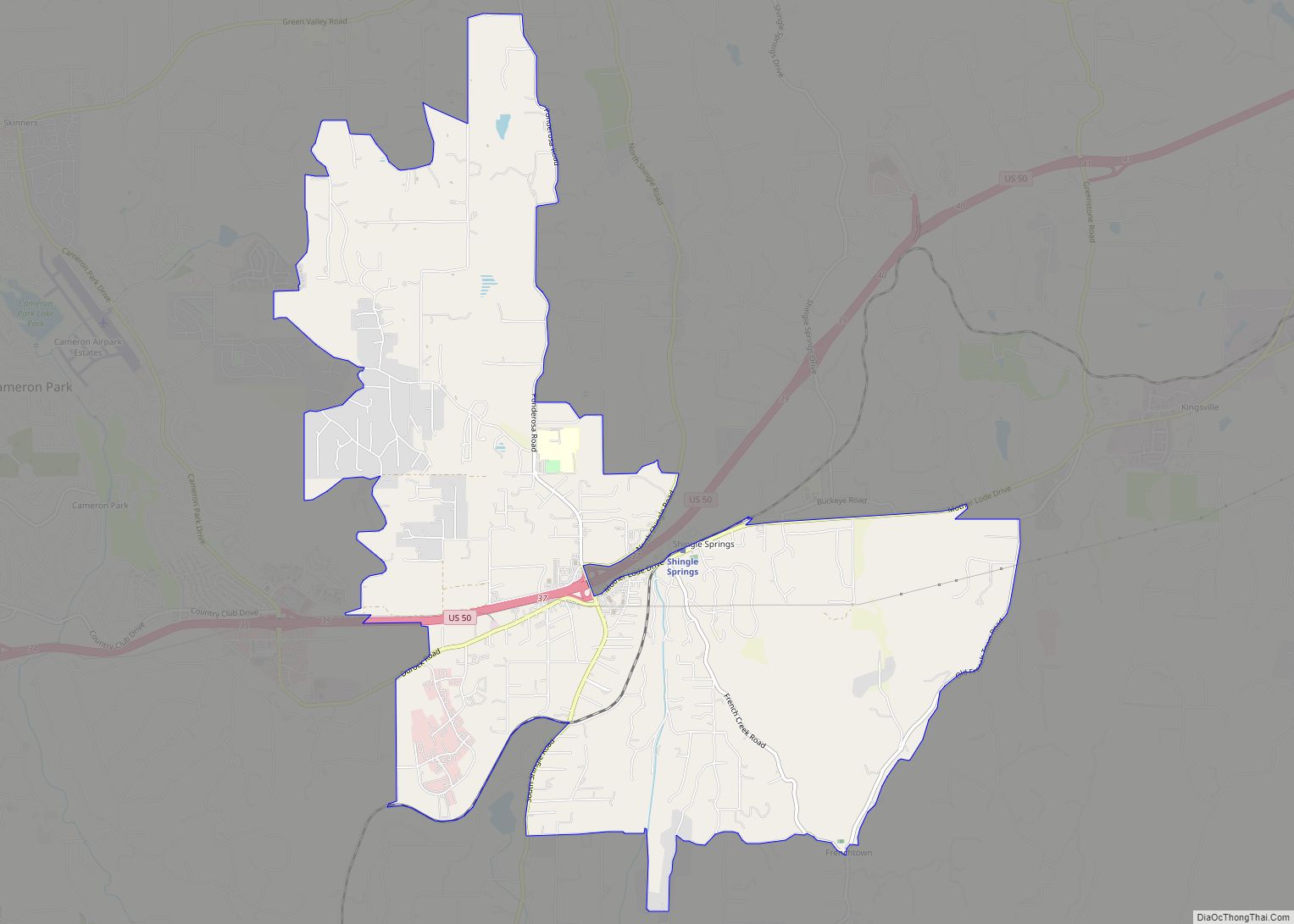 Map of Shingle Springs CDP