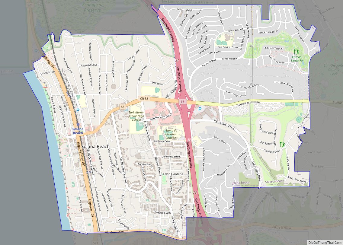 Map of Solana Beach city