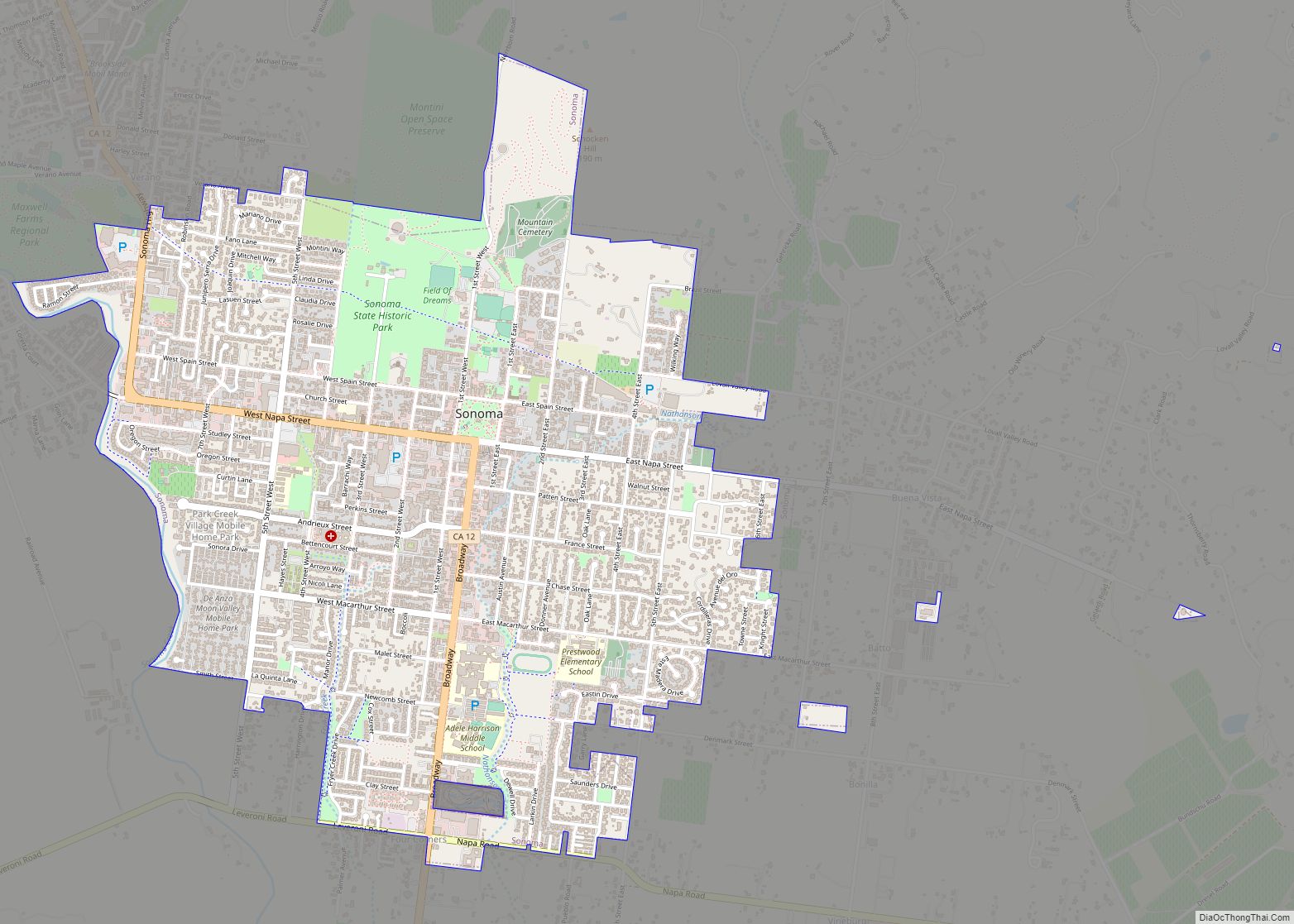 Map of Sonoma city
