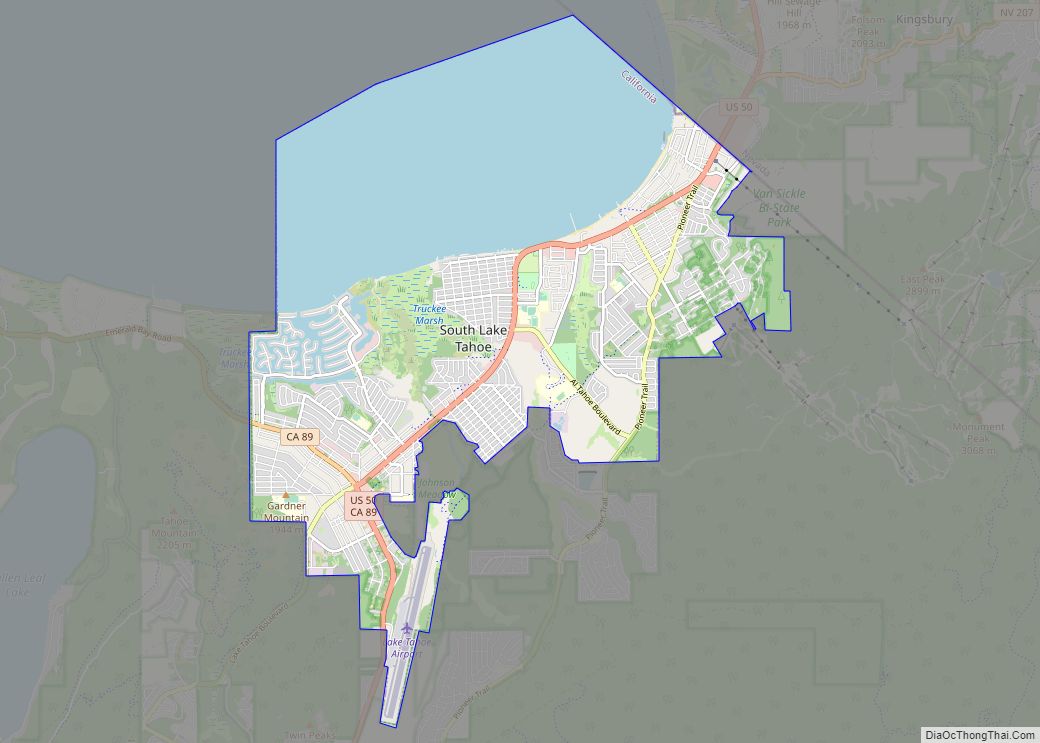 Map of South Lake Tahoe city