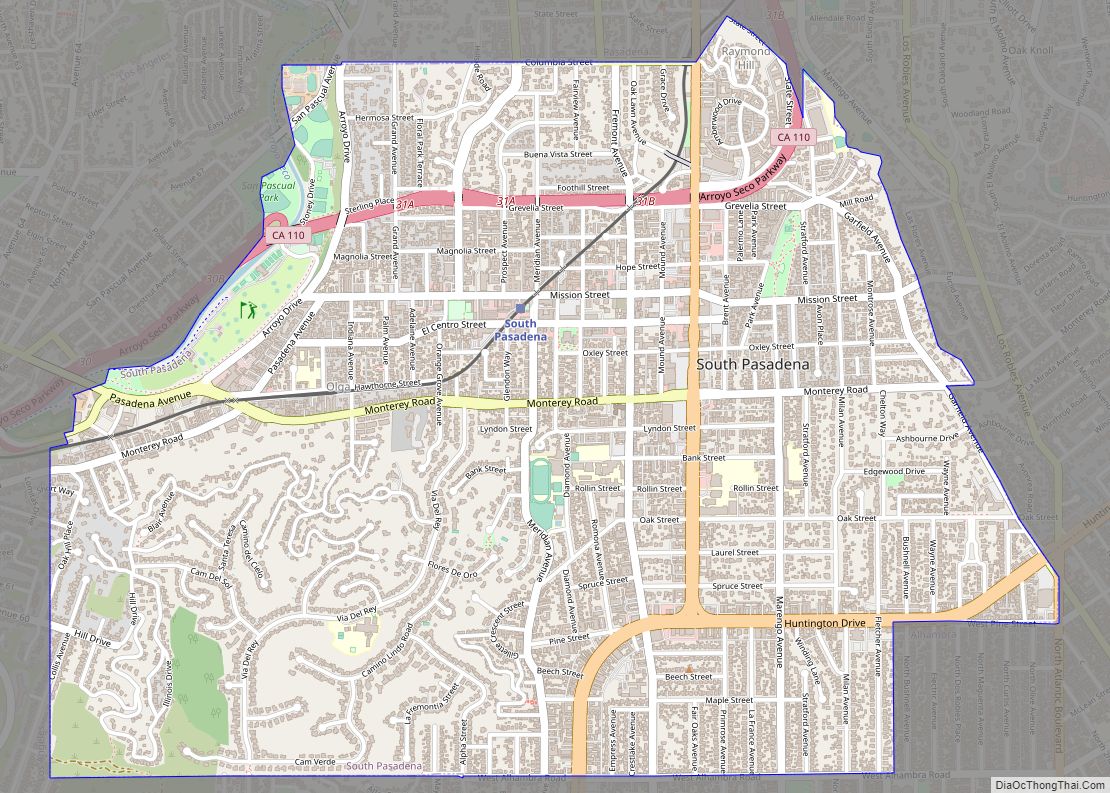 Map of South Pasadena city