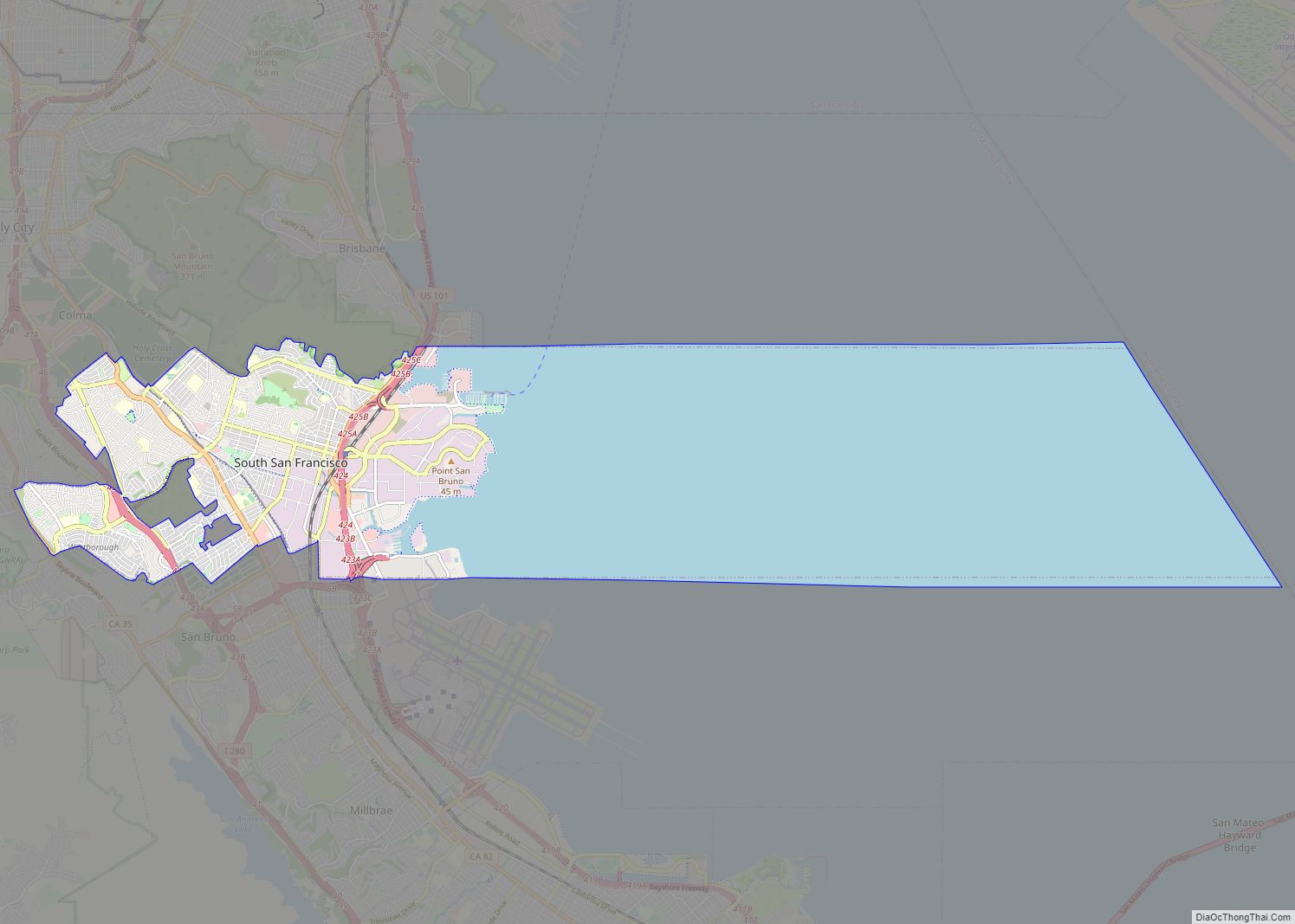 Map of South San Francisco city