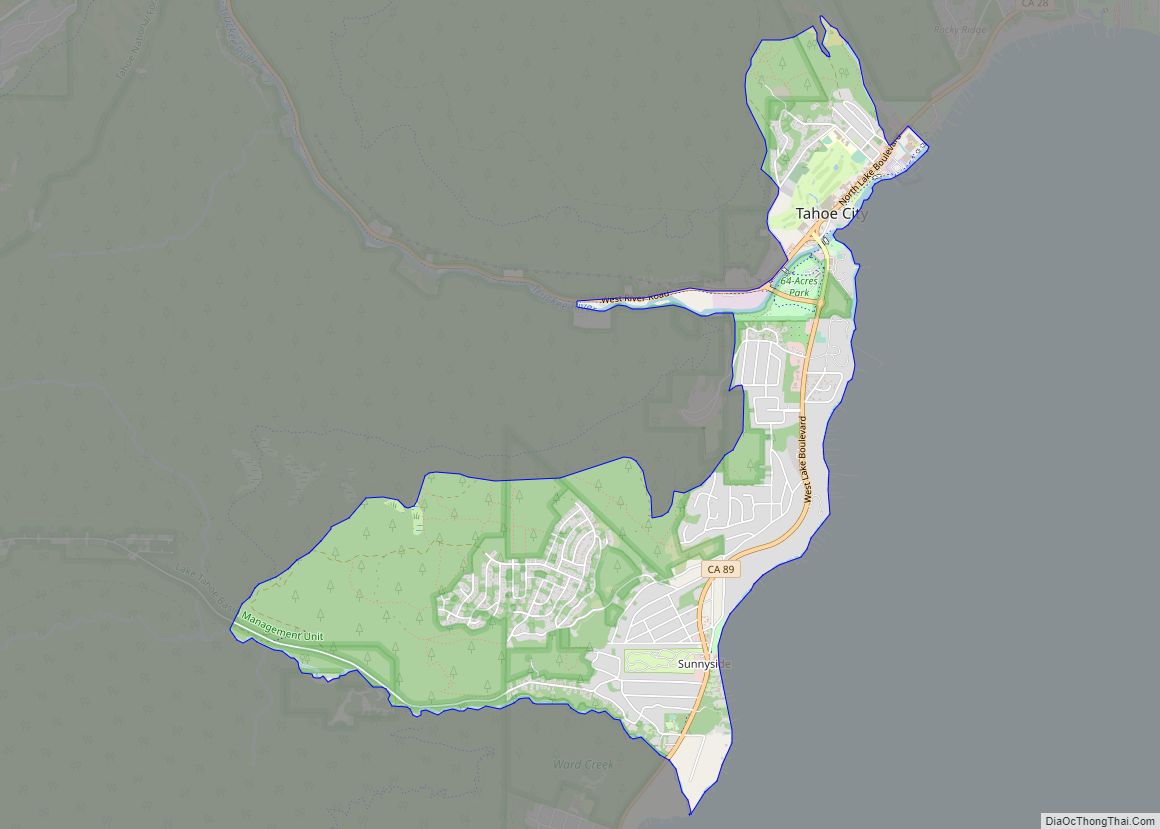 Map of Sunnyside-Tahoe City CDP