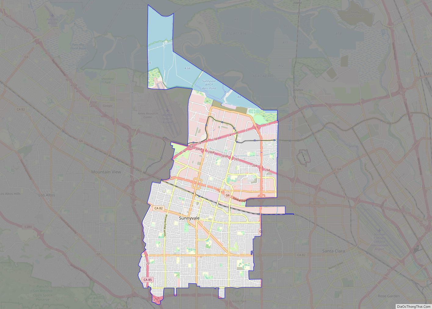Map of Sunnyvale city