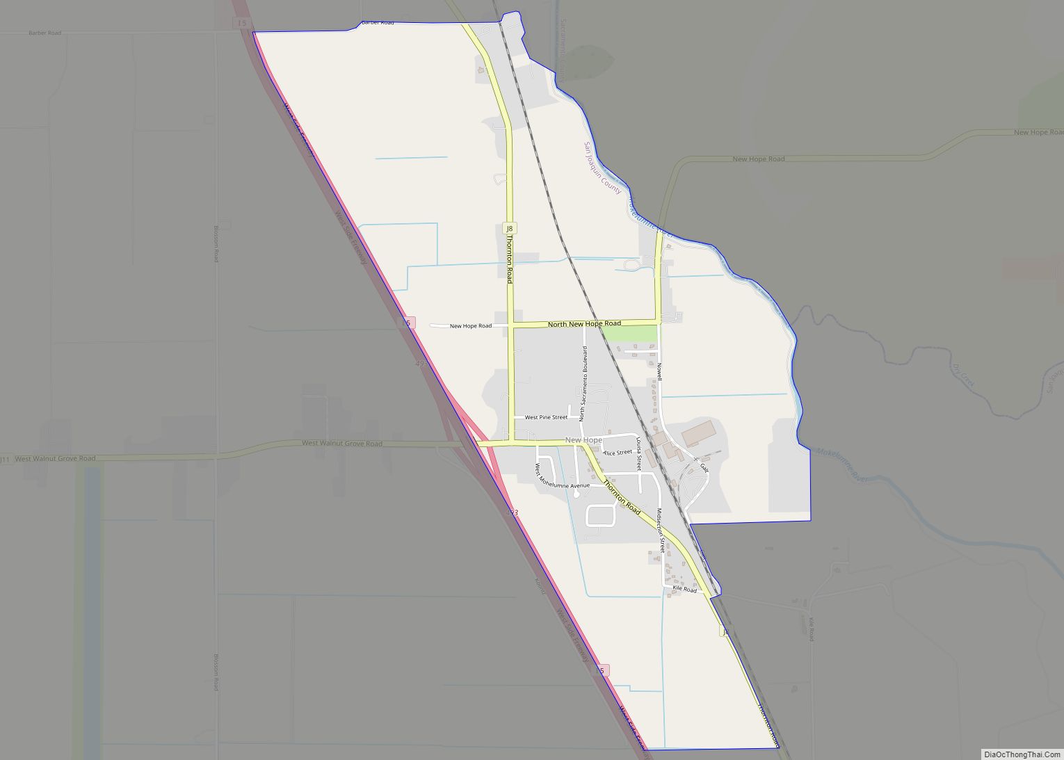 Map of Thornton CDP, California