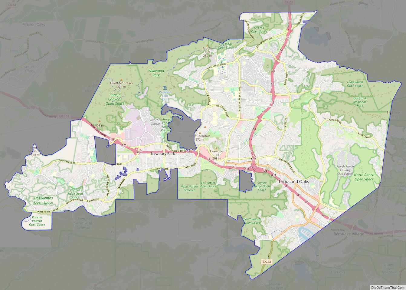 Map of Thousand Oaks city