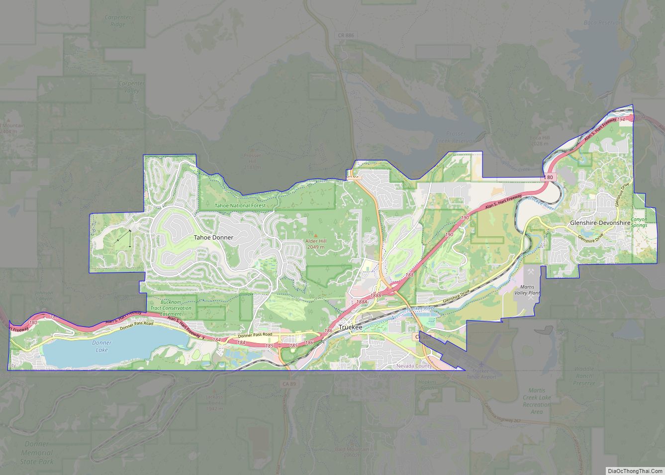 Map of Truckee town