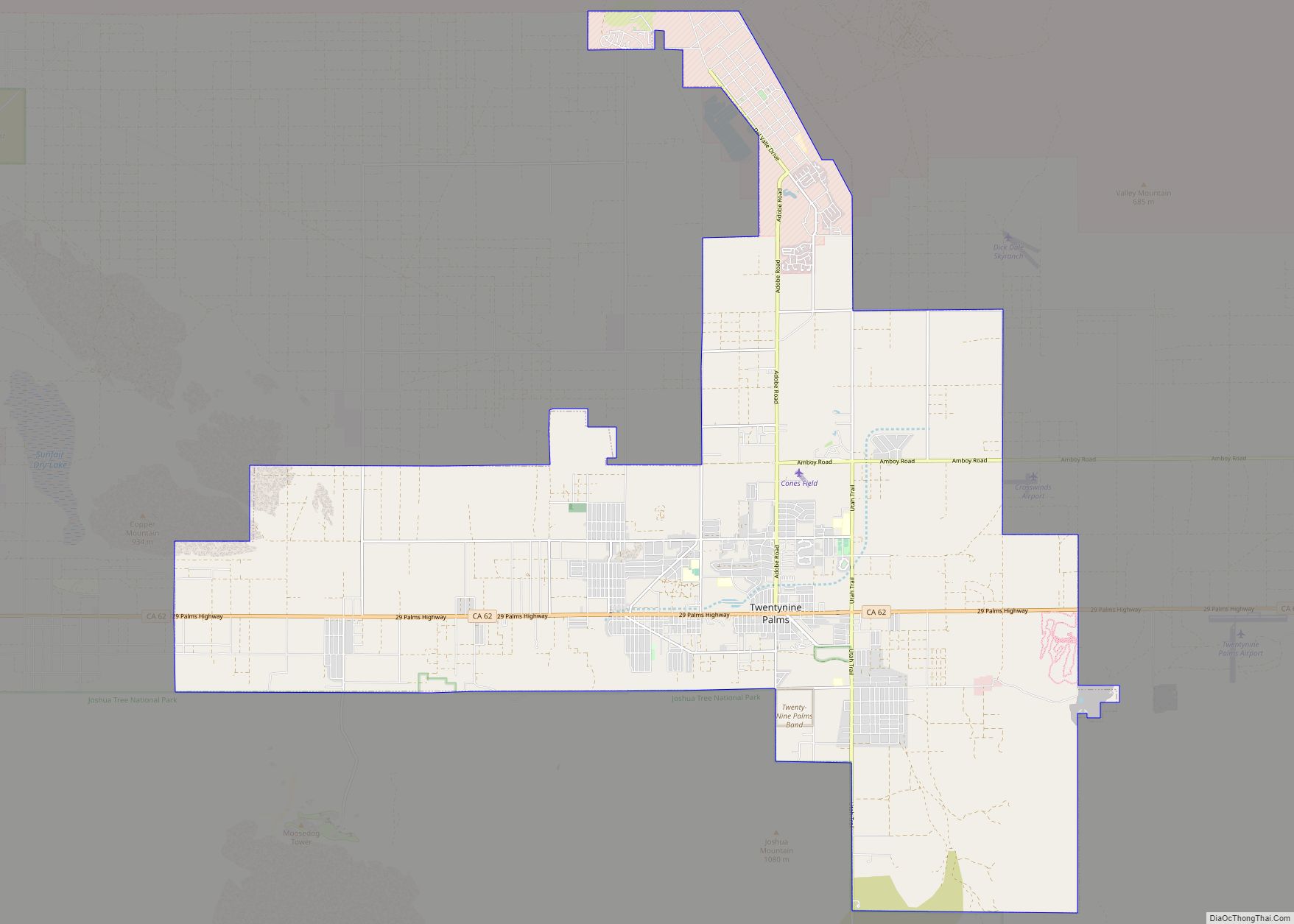 Map of Twentynine Palms city