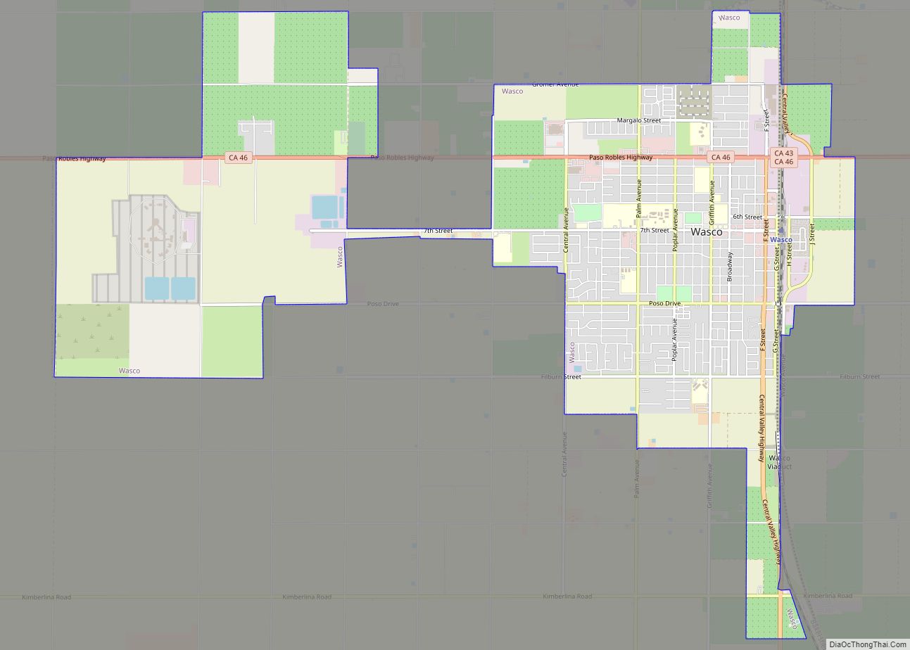 Map of Wasco city, California