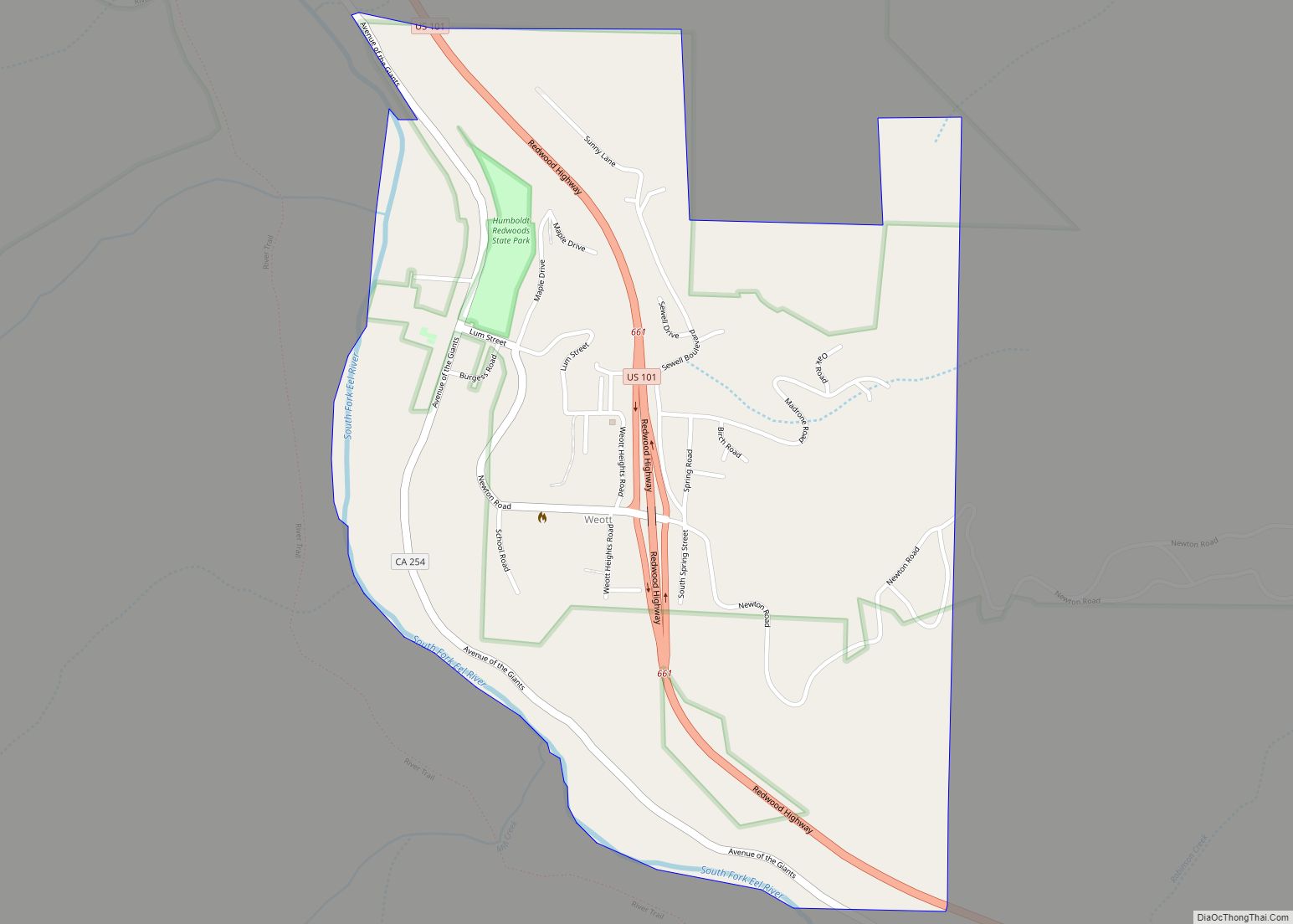 Map of Weott CDP