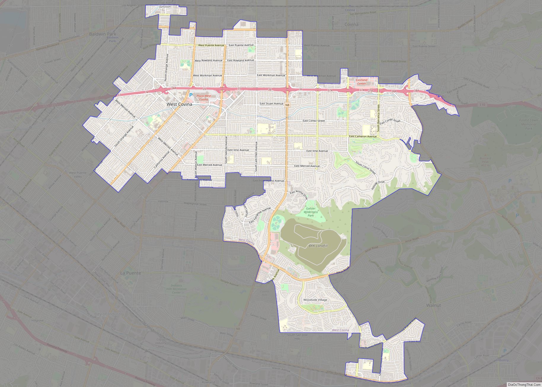 Map of West Covina city