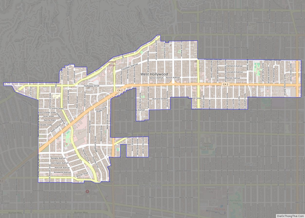 Map of West Hollywood city