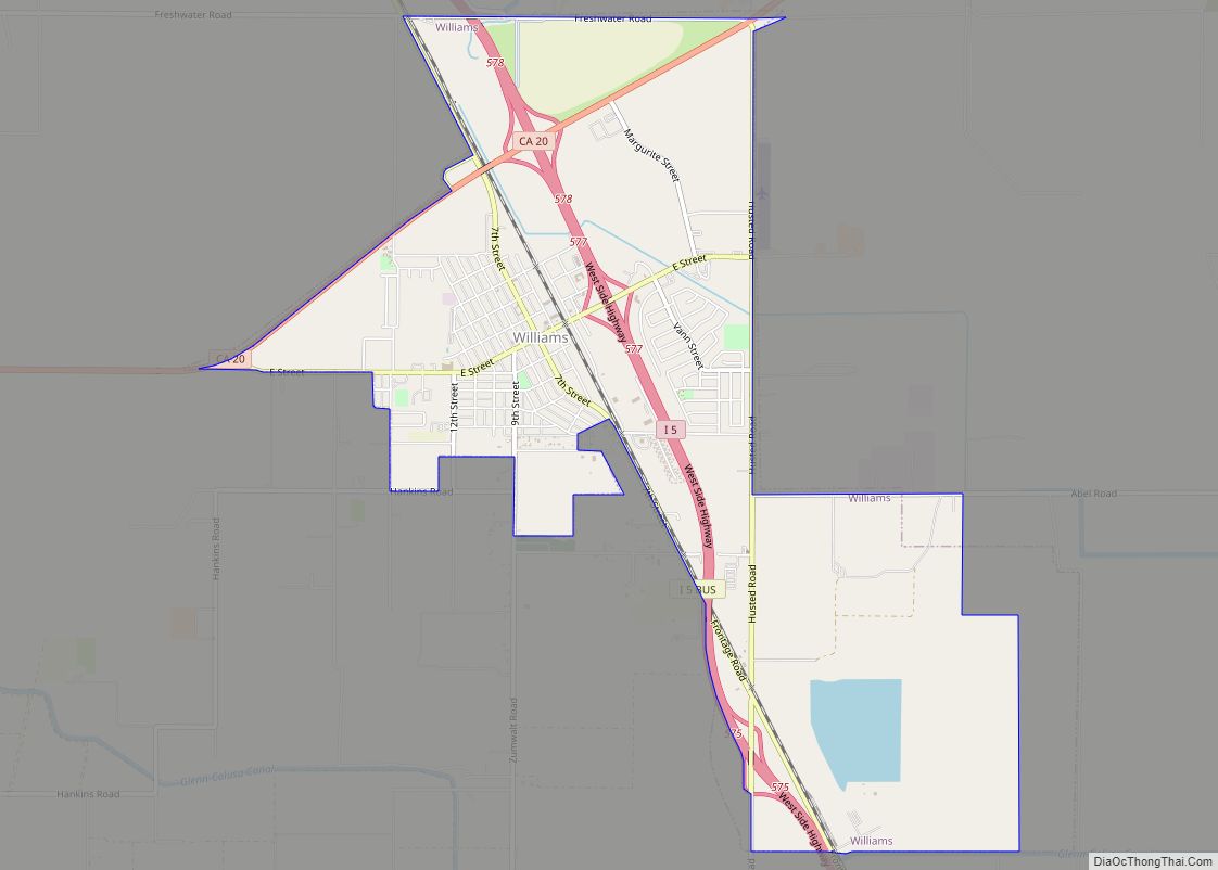 Map of Williams city, California