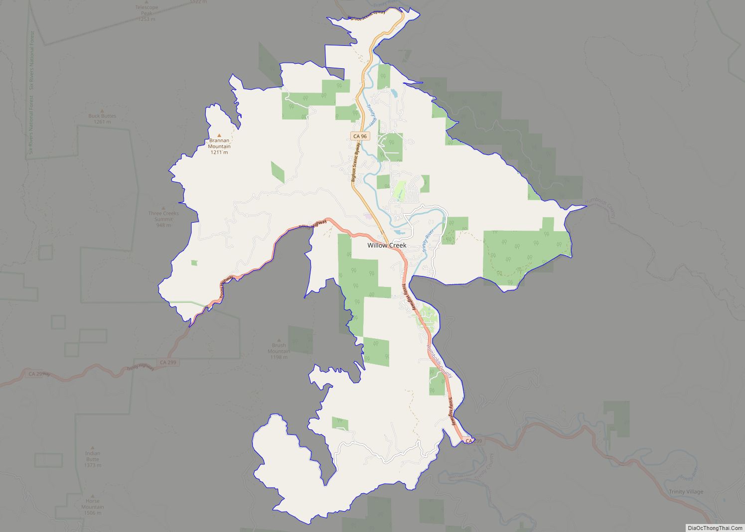 Map of Willow Creek CDP, California