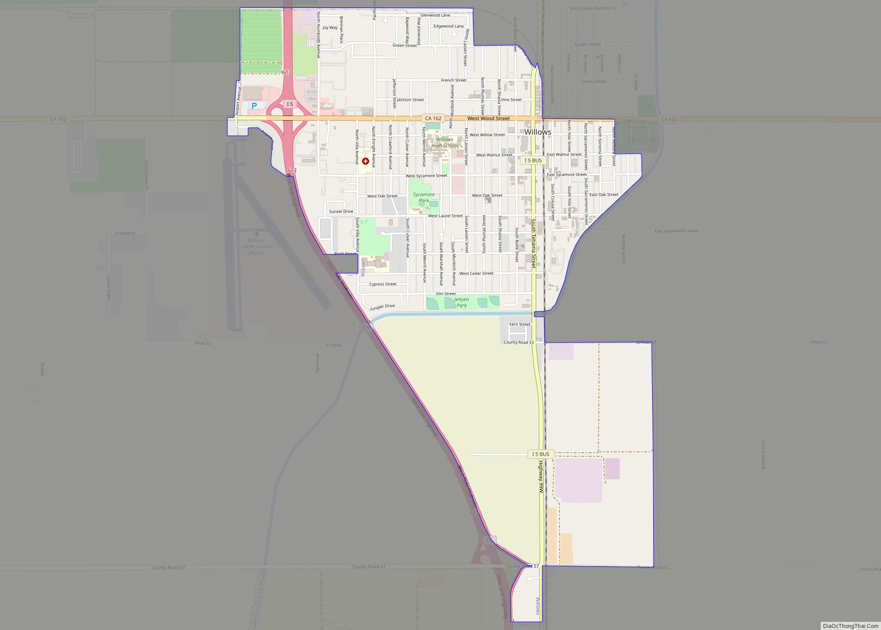 Map of Willows city