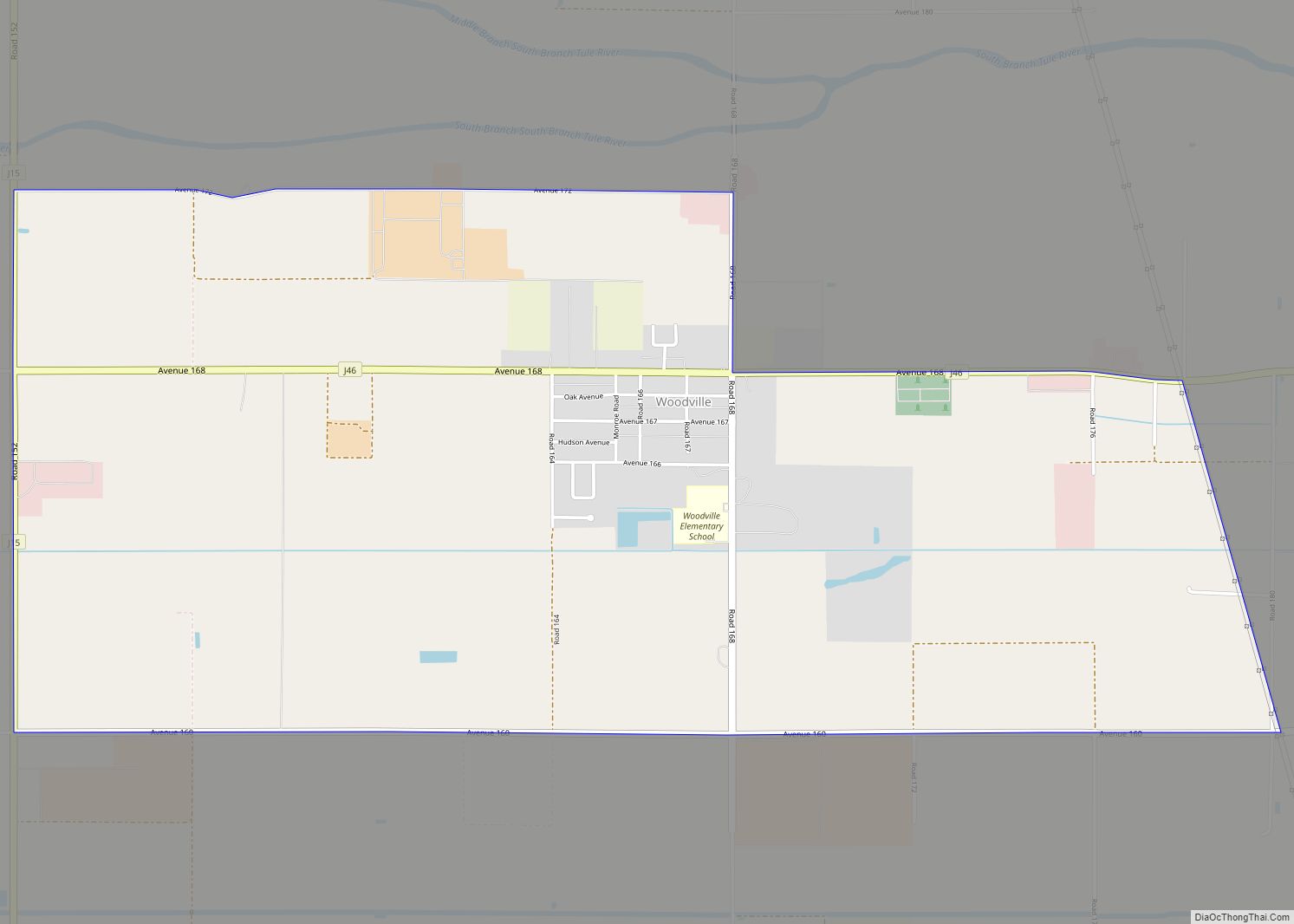 Map of Woodville CDP, California