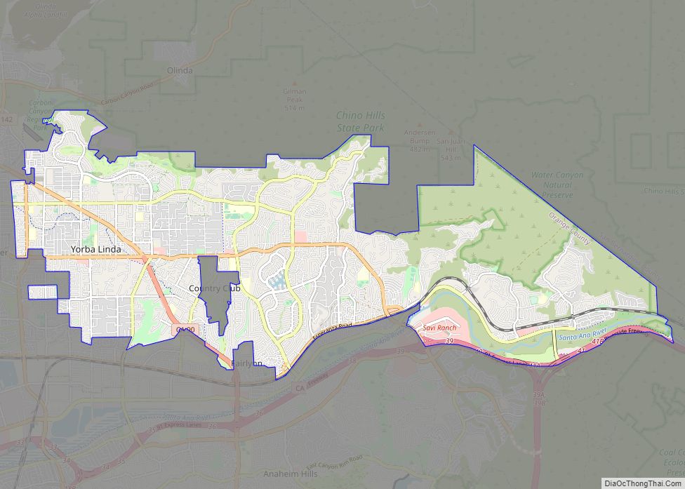 Map of Yorba Linda city