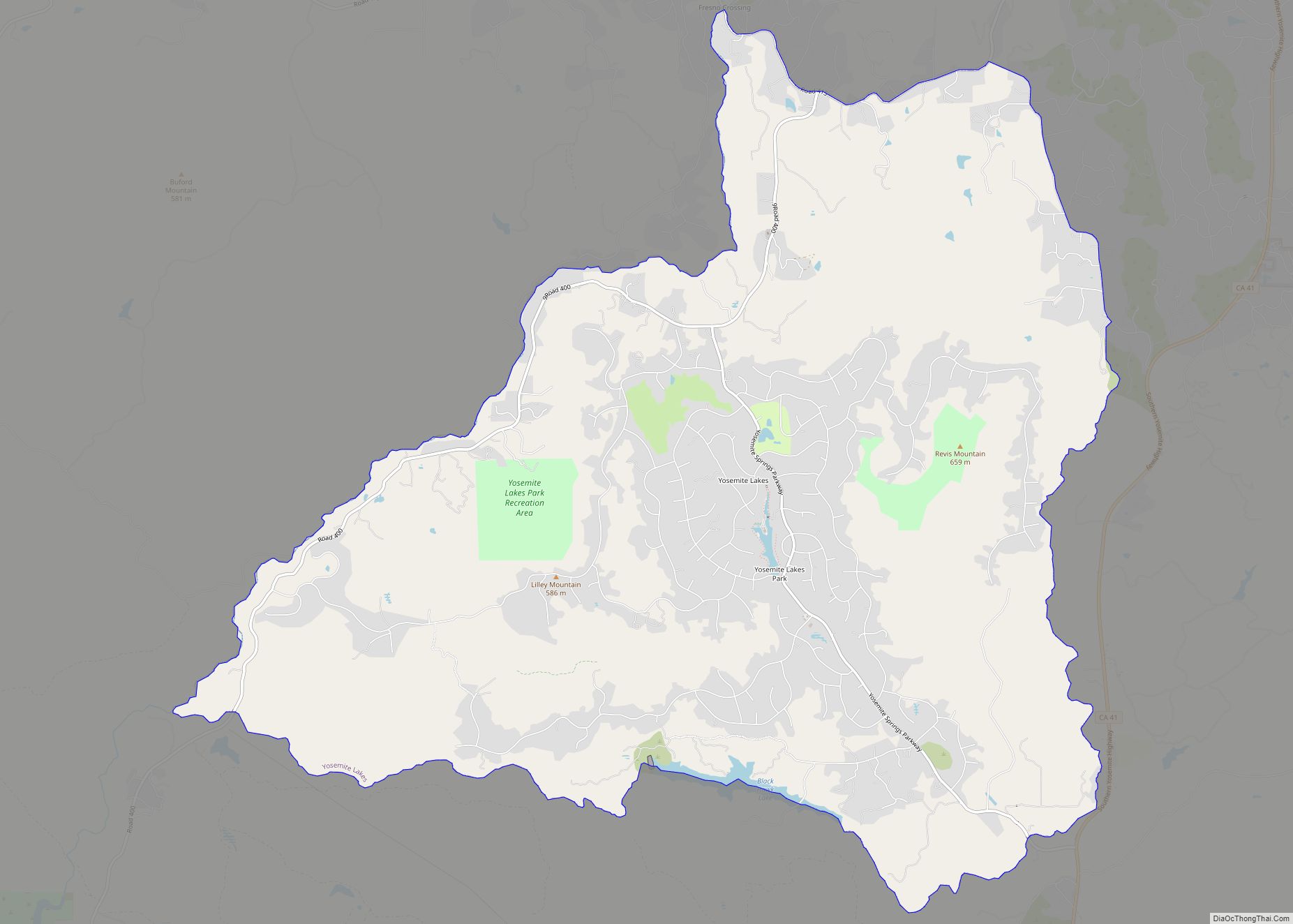 Map of Yosemite Lakes CDP