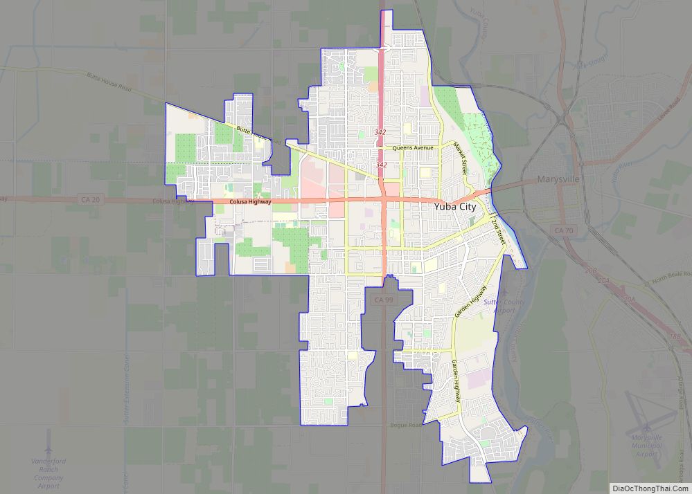 Map of Yuba City city