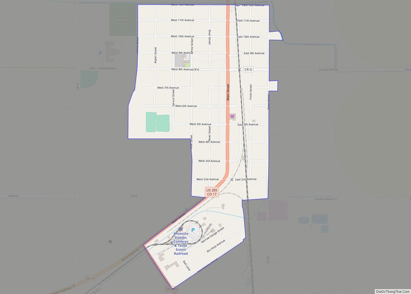 Map of Antonito town