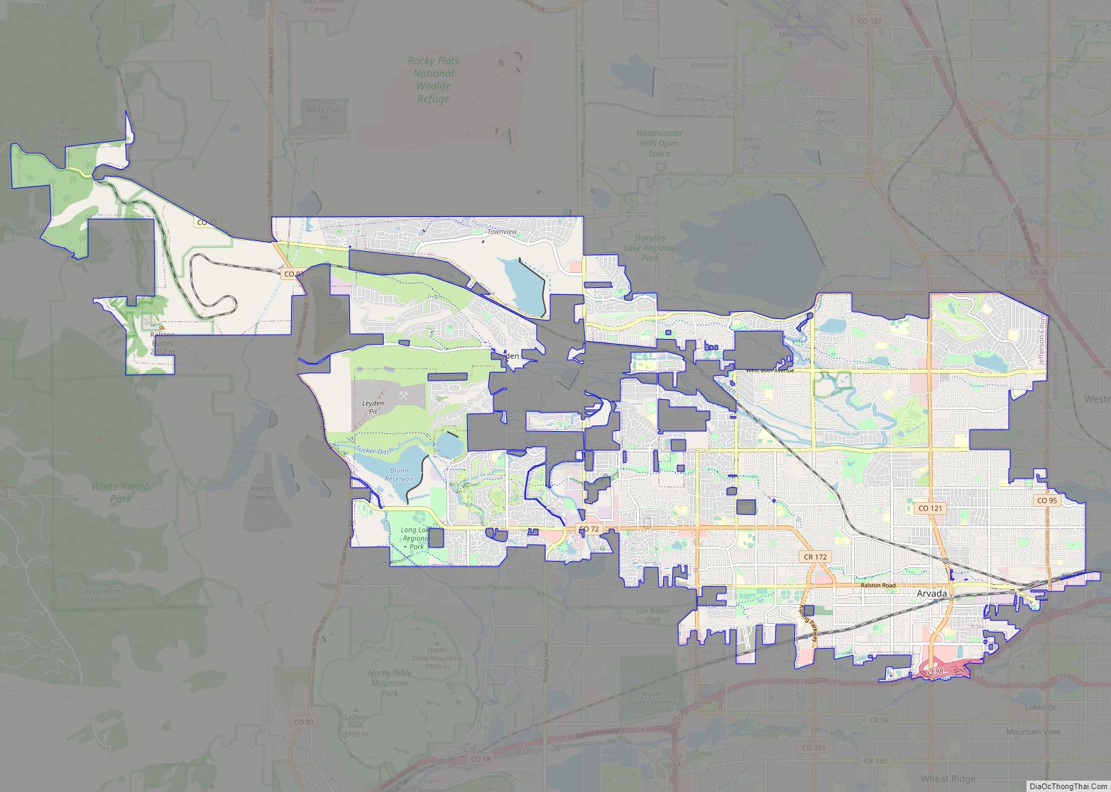 Map of Arvada city