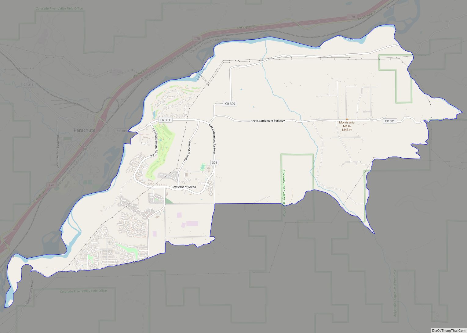 Map of Battlement Mesa CDP