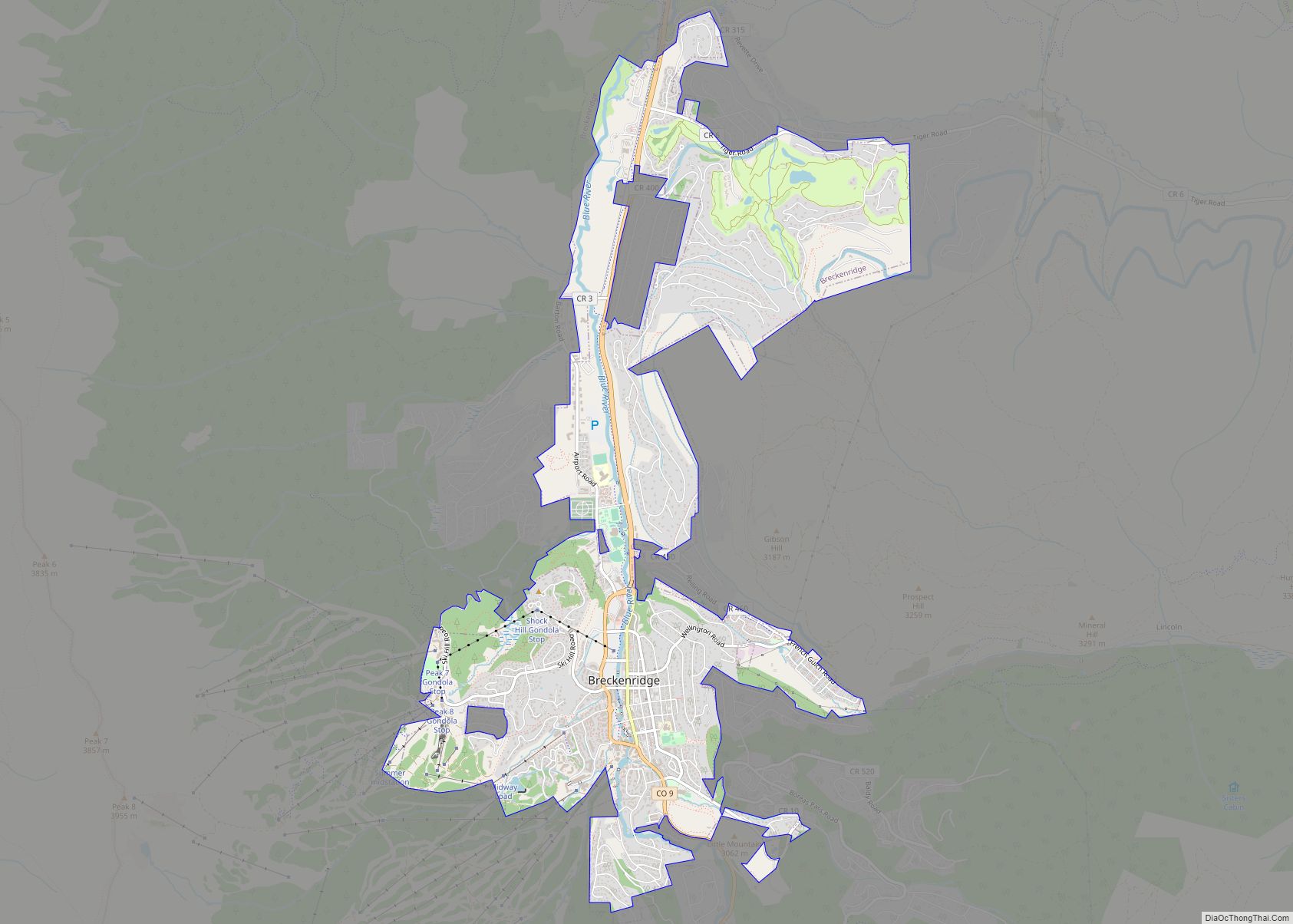 Map of Breckenridge town
