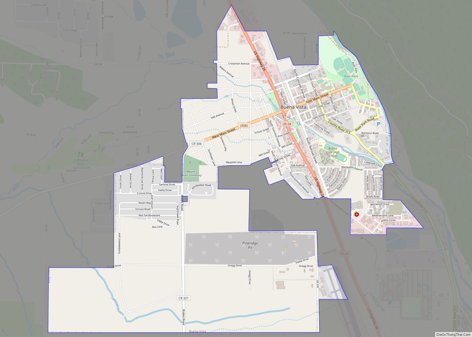 Map of Buena Vista town, Colorado