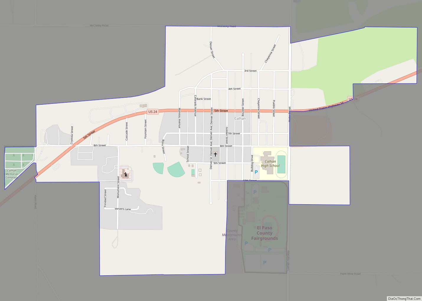 Map of Calhan town