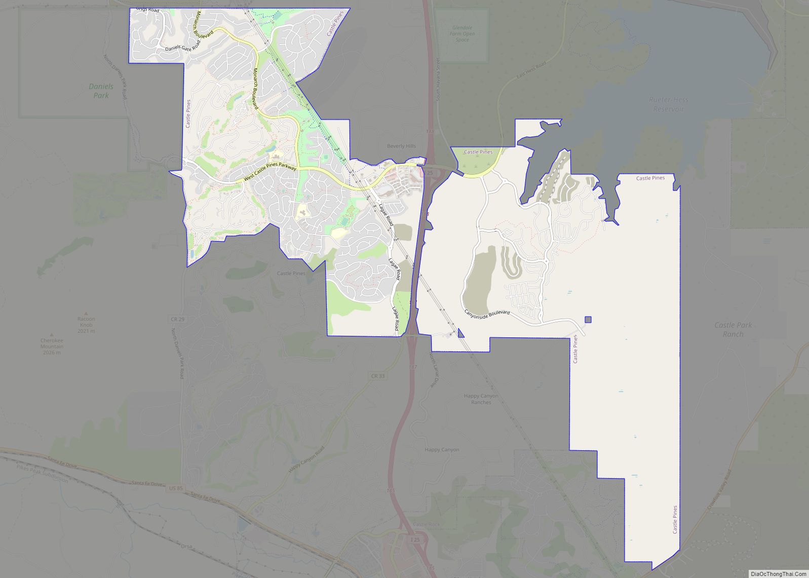 Map of Castle Pines city