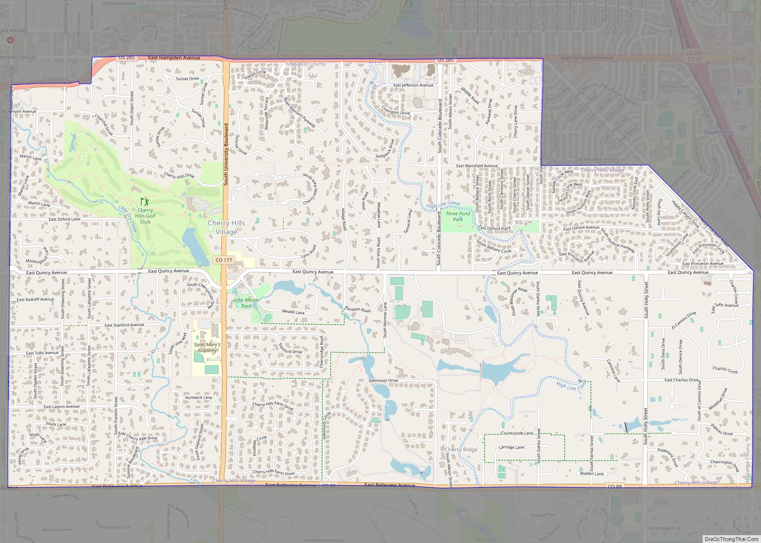 Map of Cherry Hills Village city