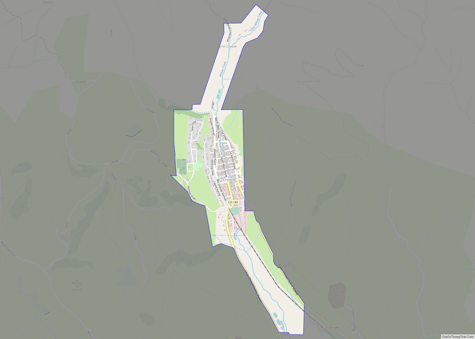 Map of City of Creede town