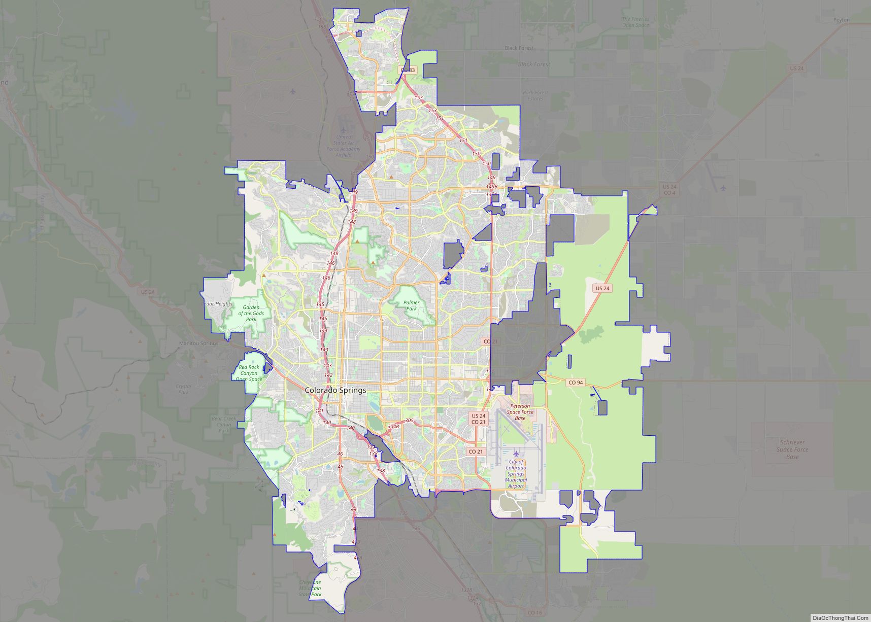 Map of Colorado Springs city